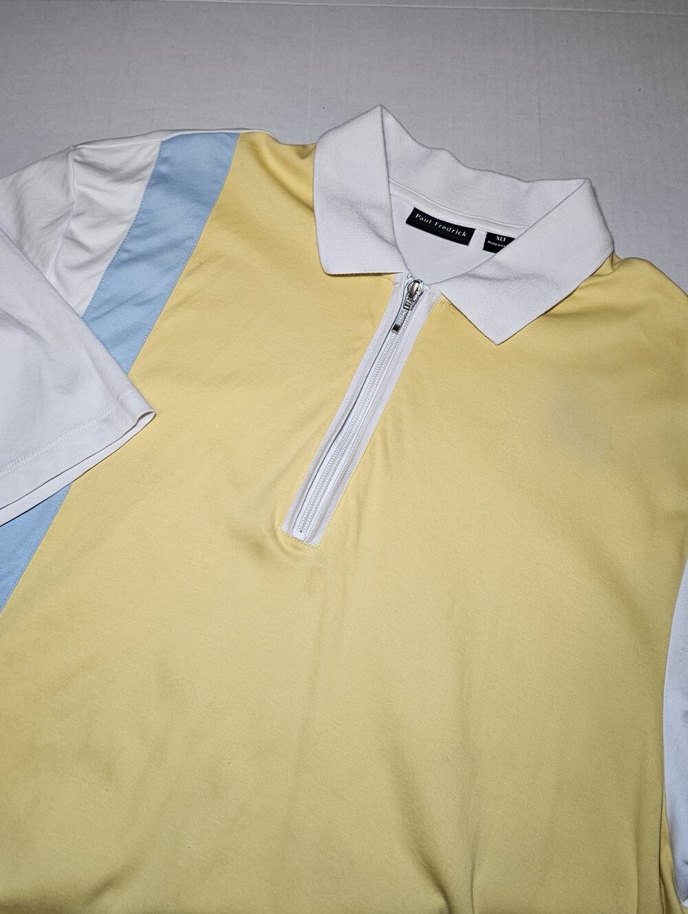 Paul Fredrick Men’s Polo Qtr Zip Shirt Size XLT Tall Short Sleeve